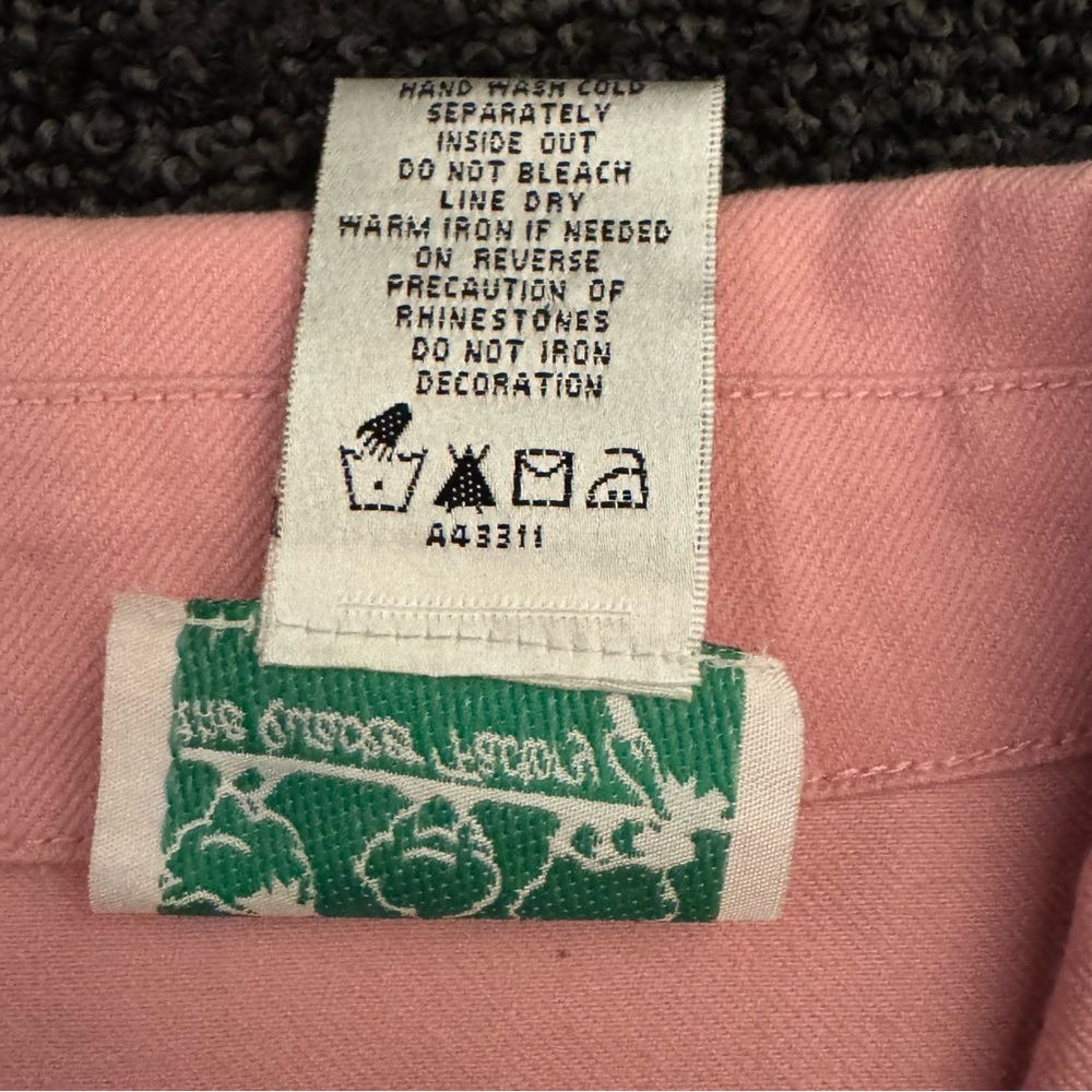 Quacker Factory Pink Rhinestone Studded Jean Jacket Classic Denim Size M Vintage - Picture 6 of 9